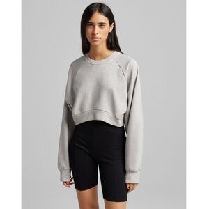 Bershka Gray Cropped Sweatshirt